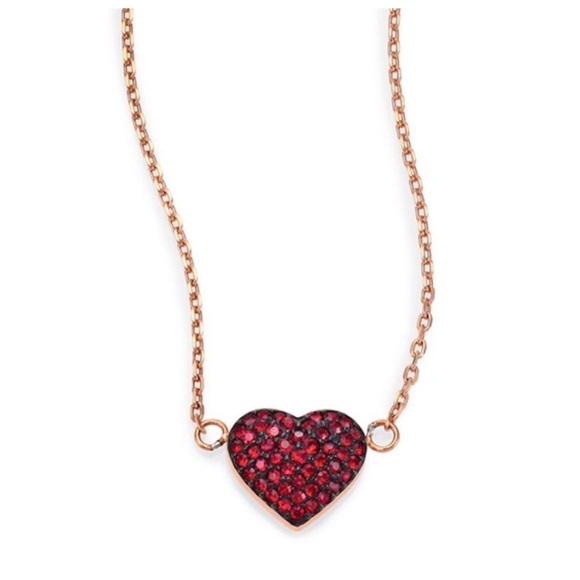 Michael Kors Jewelry - Michael Kors rose gold red pave heart necklace